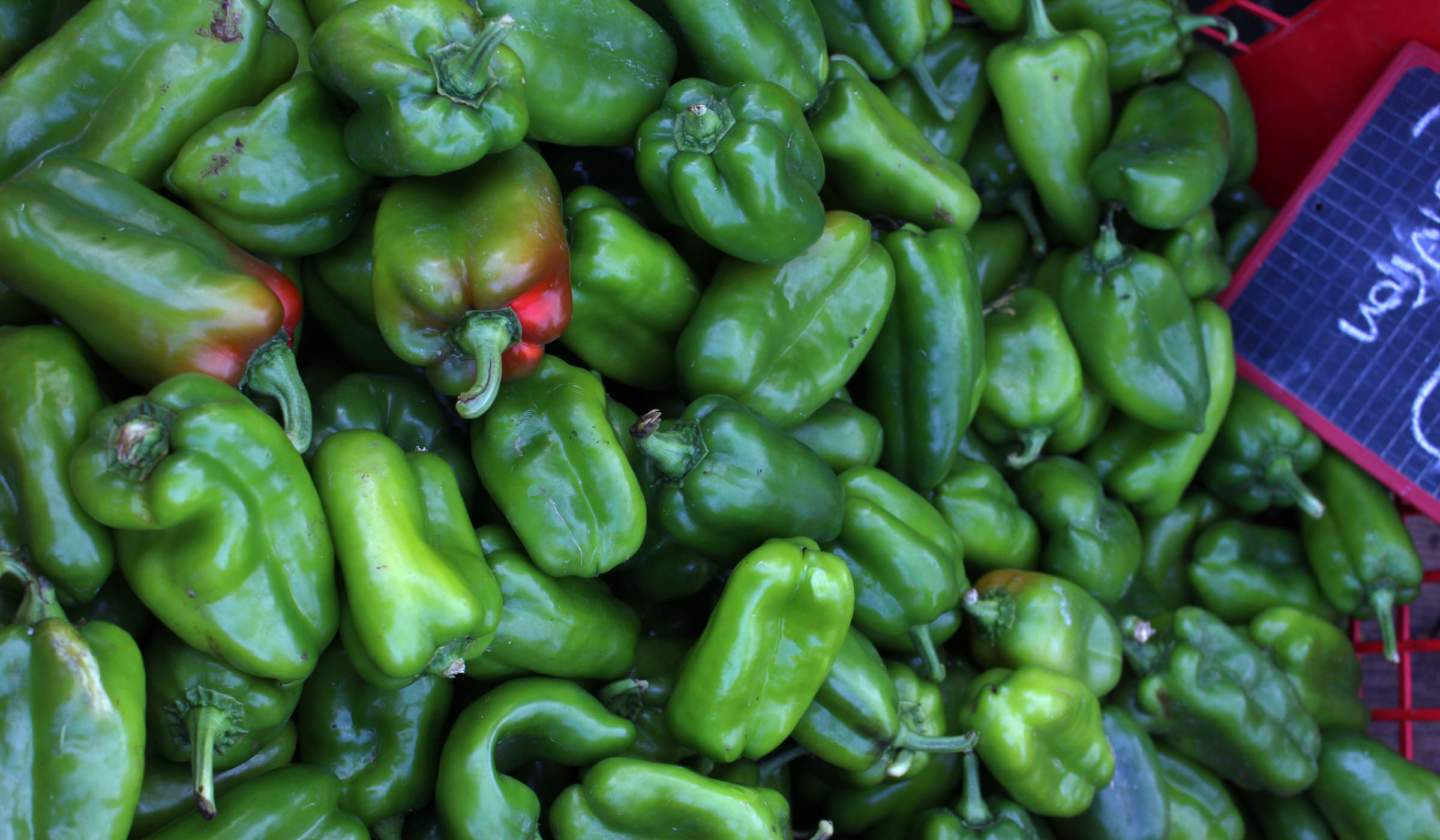 Green bell peppers for sale at Fort-de-France market