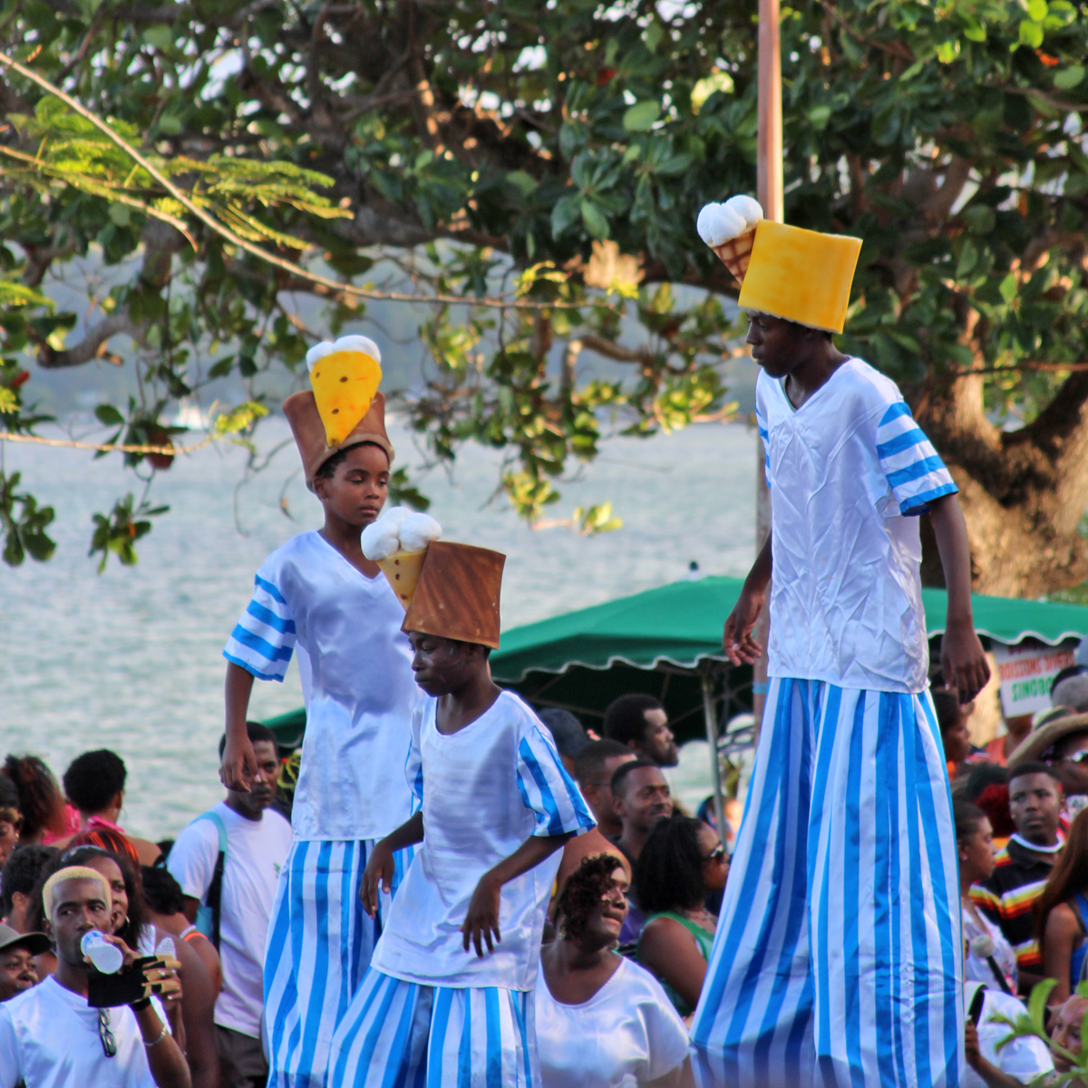 Stilt walkers at the South Martinique carnival parade