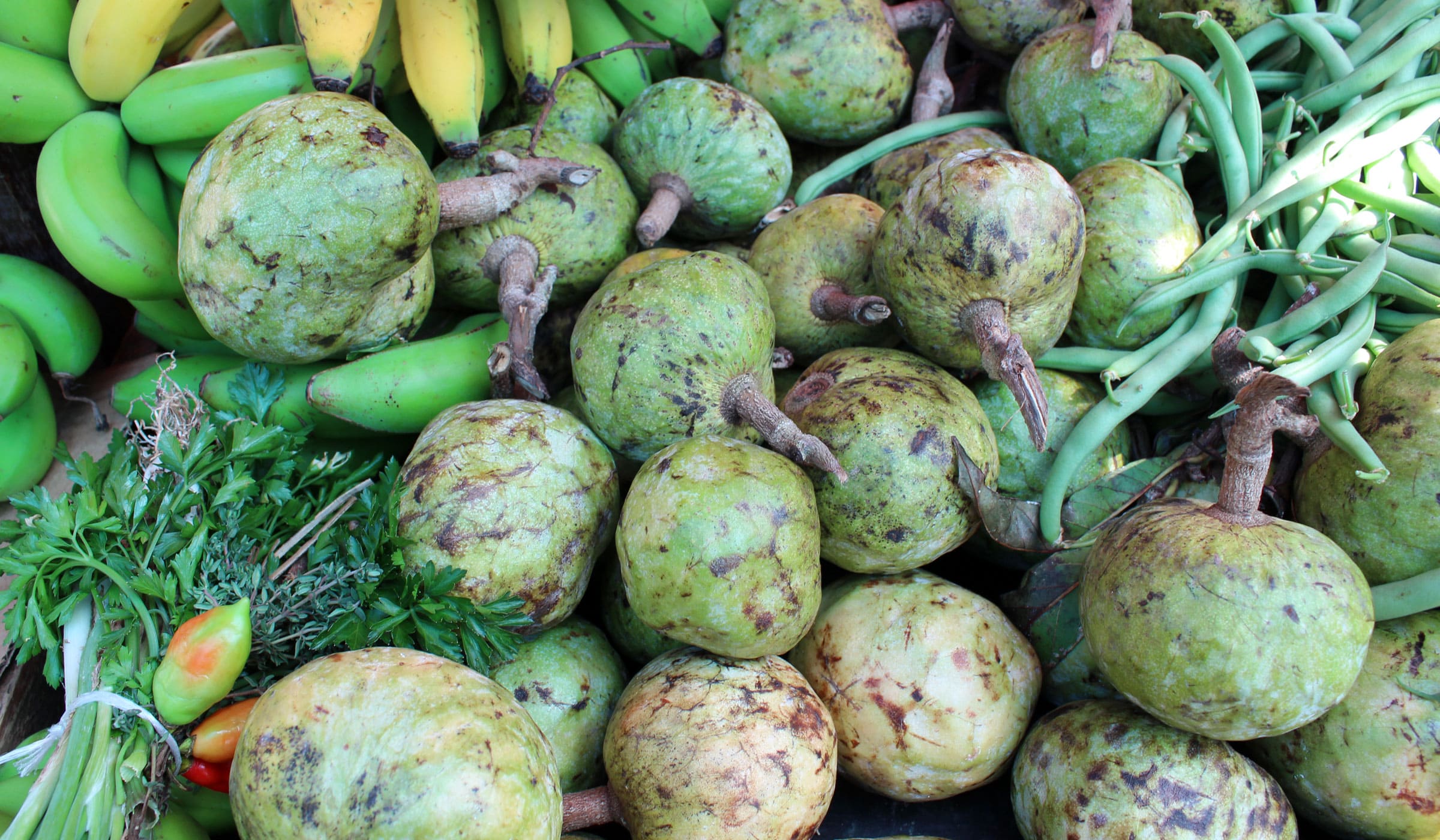 Bullock's-heart for sale at Fort-de-France market