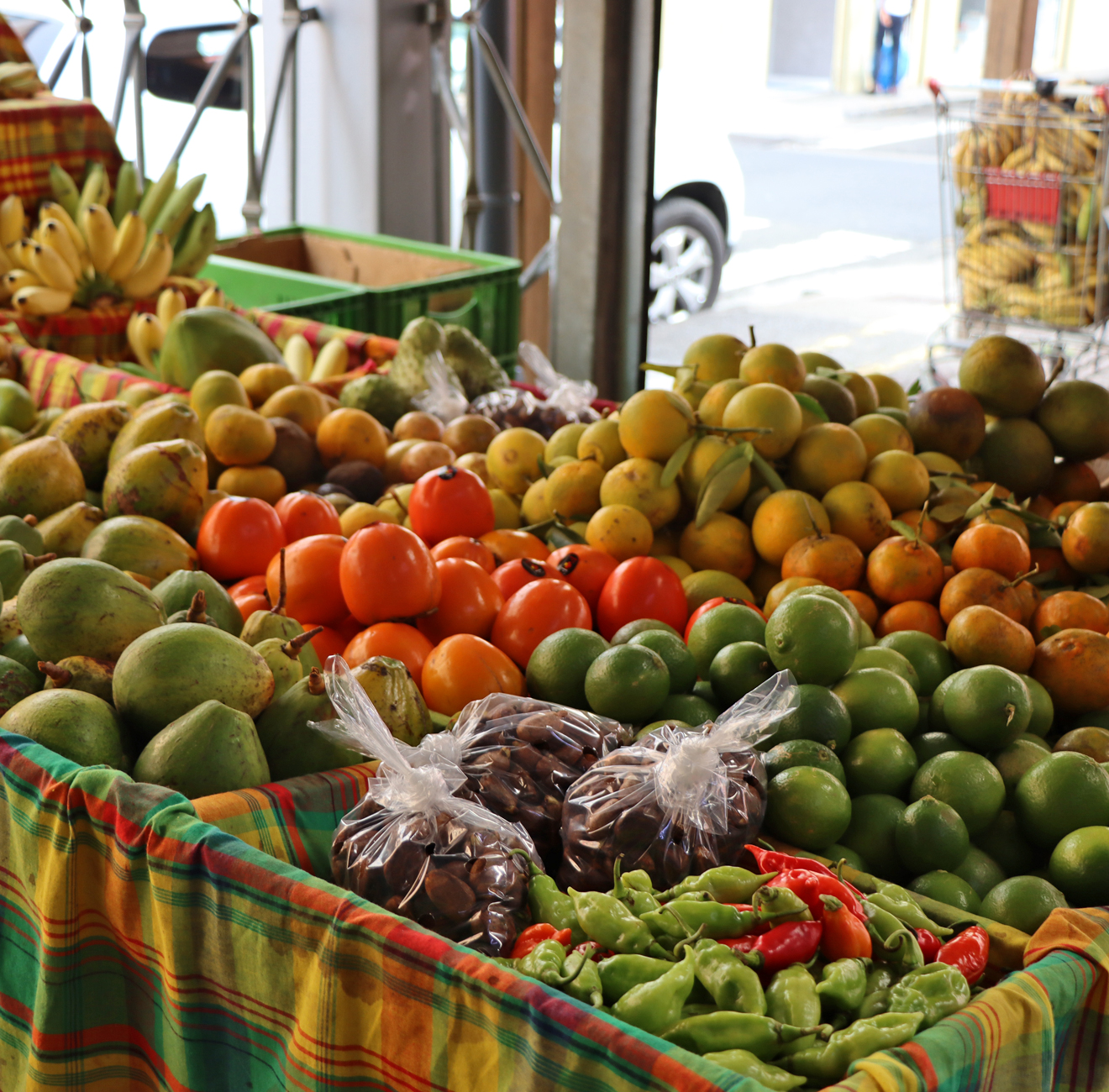 Fruit and vegetables on sale at the Grand Marché in Fort-de-France