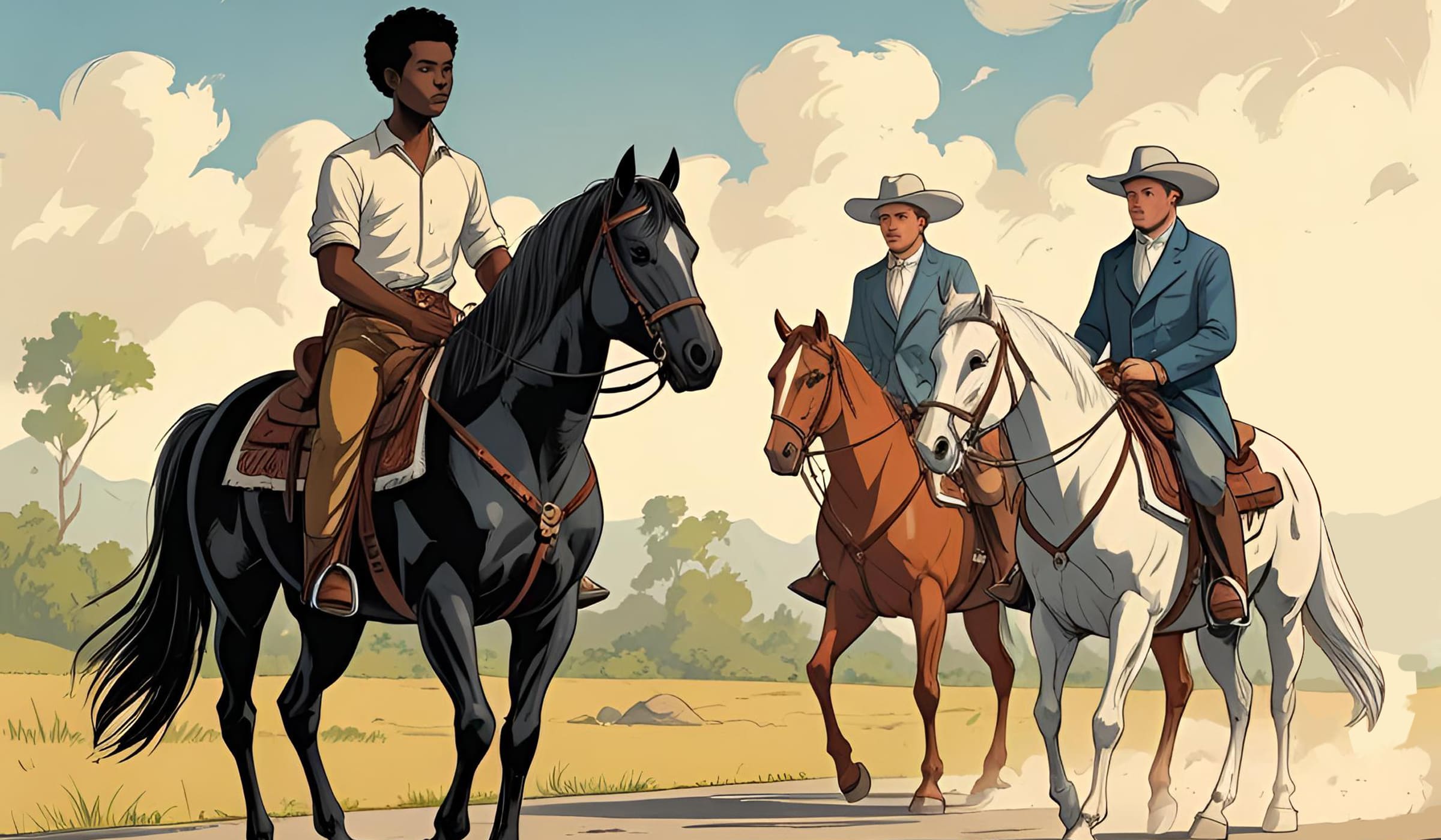 Illustration du jeune Lubin croisant Augier de Maintenon et Pellet de Lautrec