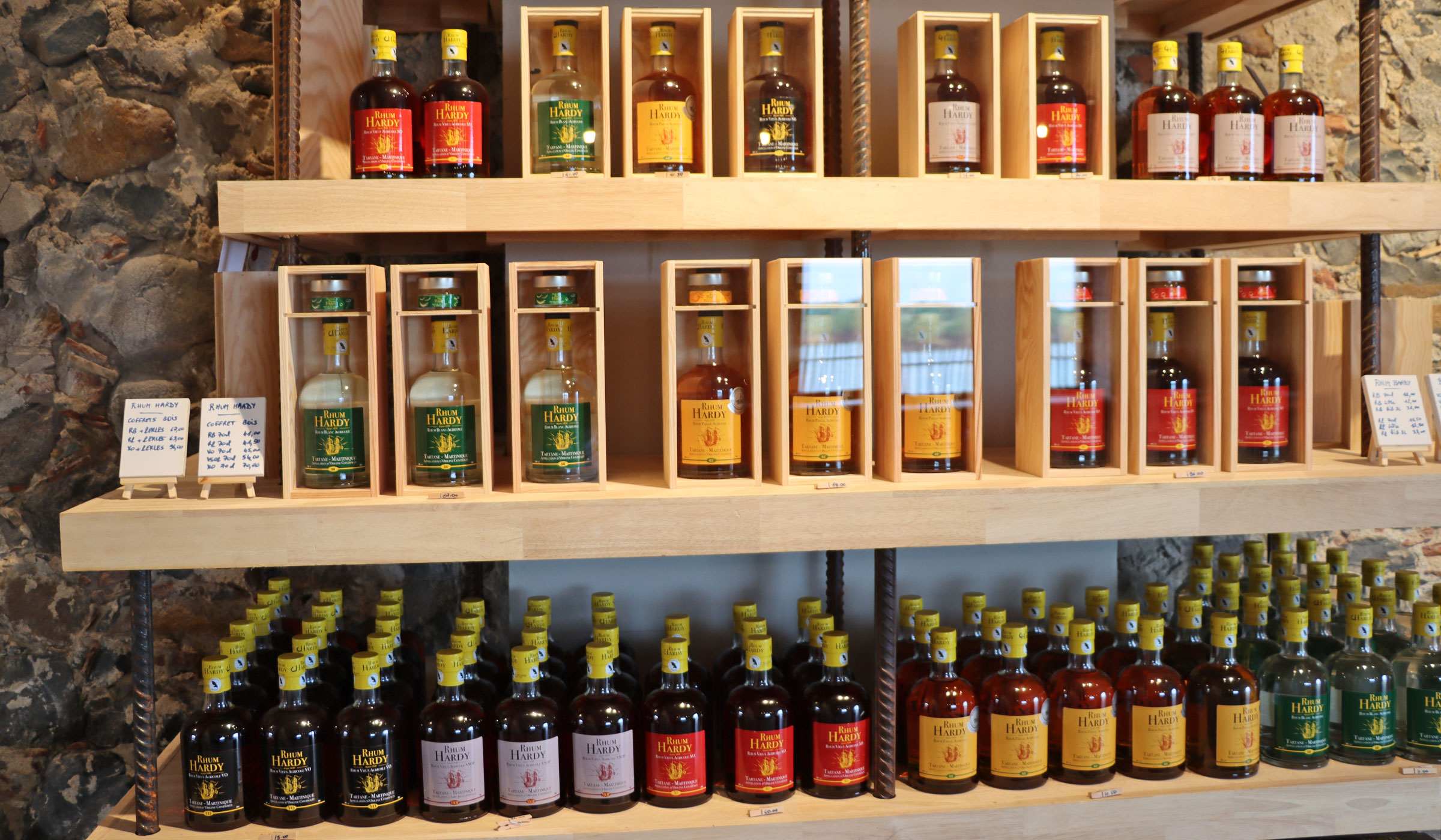 Rums for sale at the Hardy distillery
