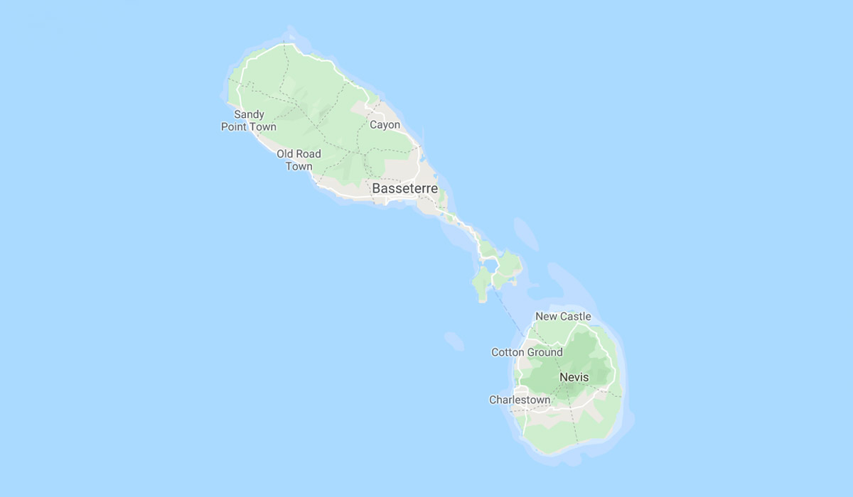 Carte de Saint-Kitts et Nevis