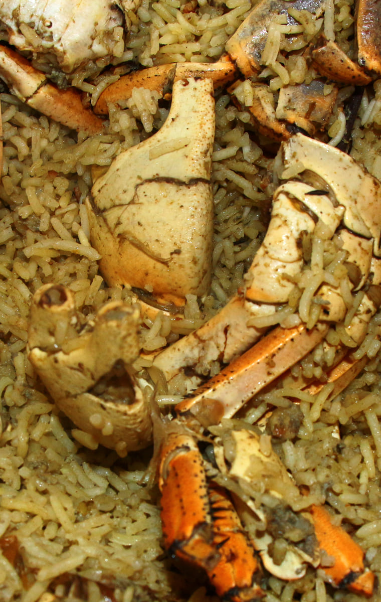 Matoutou, mélange de riz et de crabes
