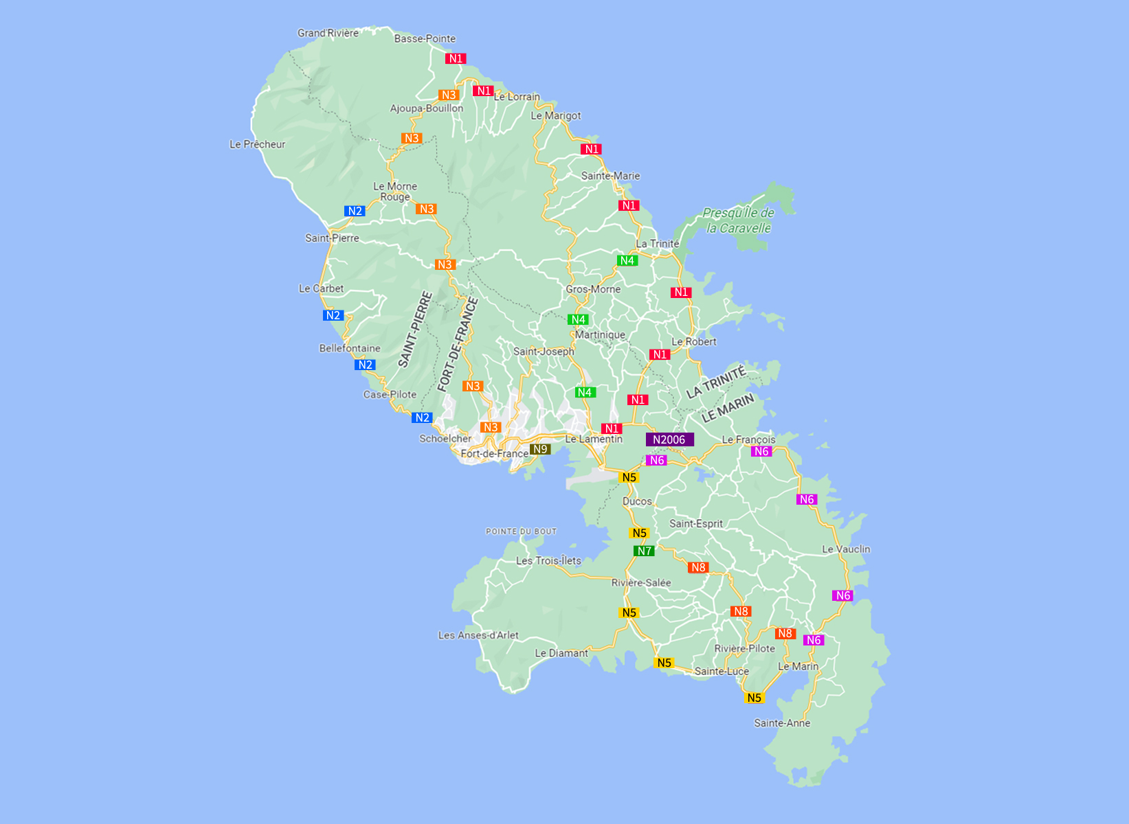 Routes nationales de Martinique - crédit photo Google