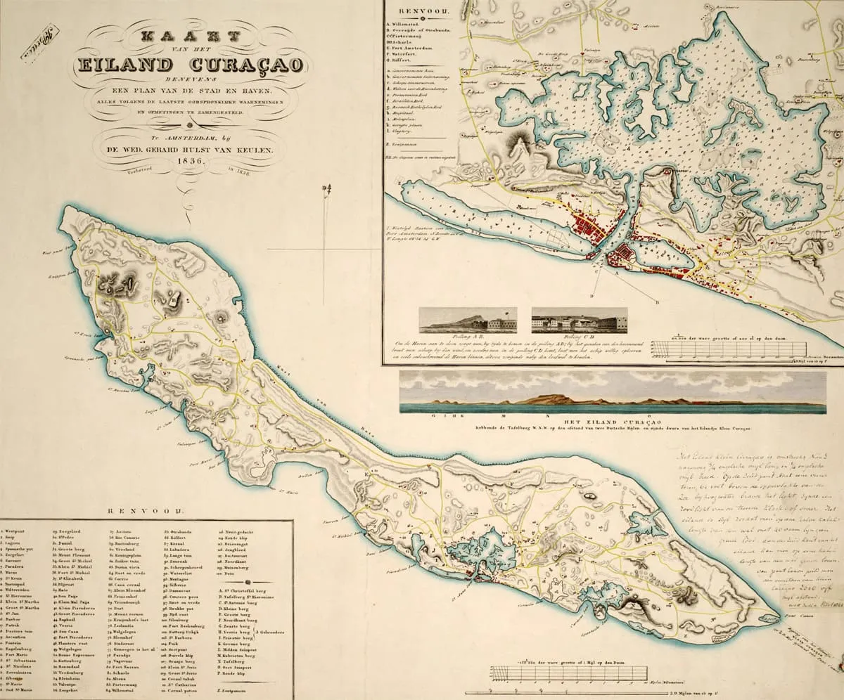 Map of Curaçao in 1836