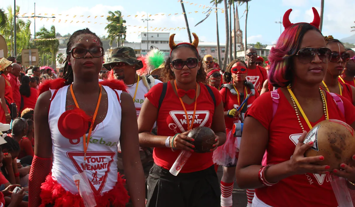Group walking during Mardi Gras