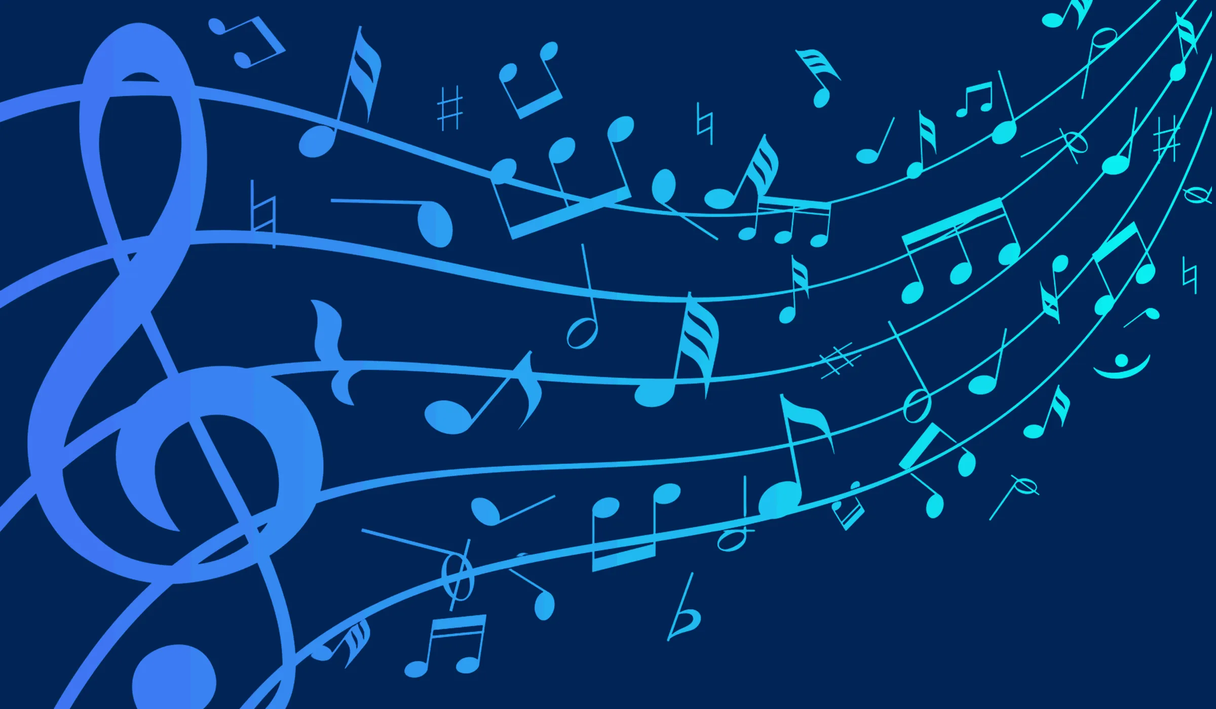 Notes de musique et portée débutant par une clé de sol