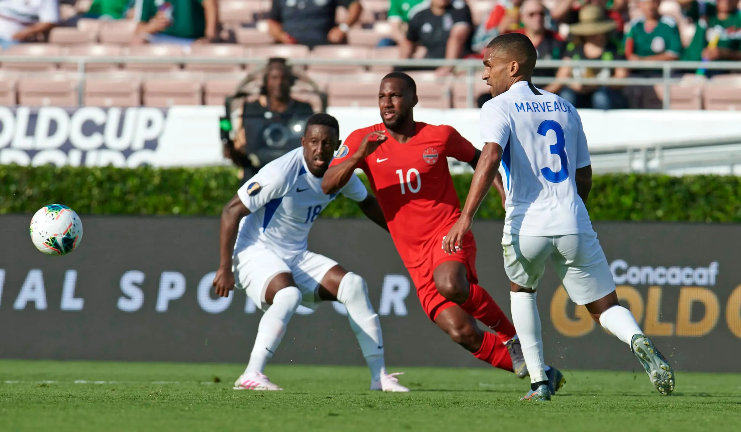 Martinique soccer team during a Gold Cup match against Canada