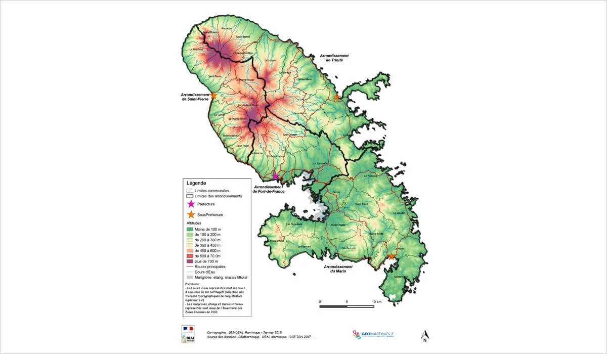Relief map of Martinique Relief map of Martinique