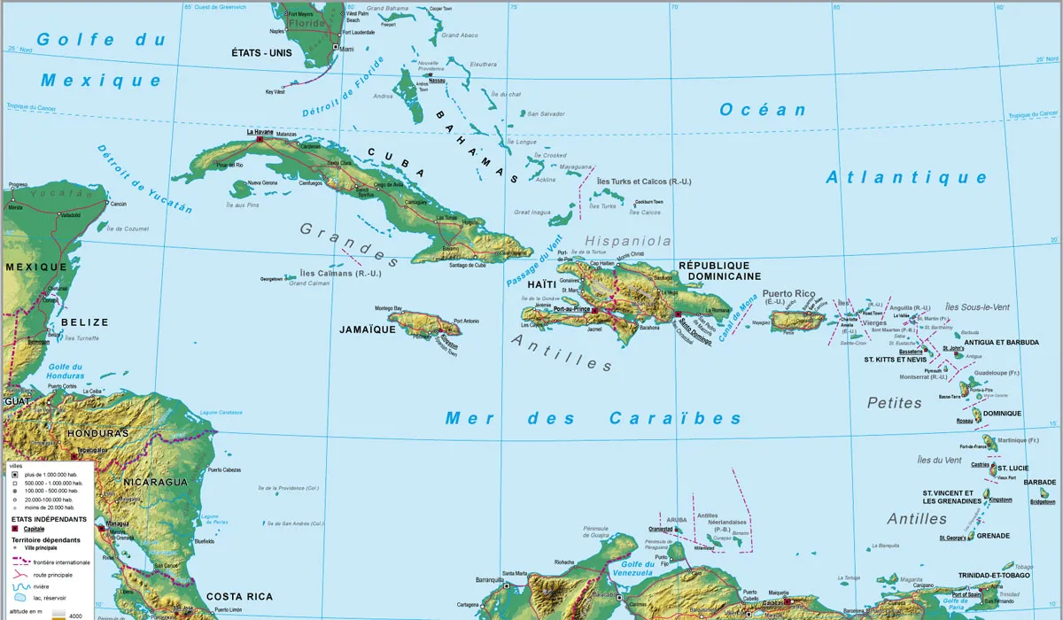 Carte de la Caraïbe